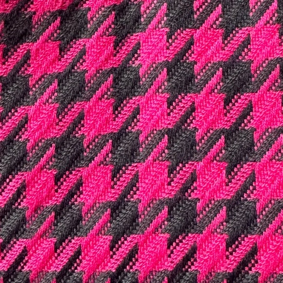 Vintage 1980 GENERRA Houndstooth Trousers Hot Pink Super High Rise Rayon Size 9 - Picture 3 of 13